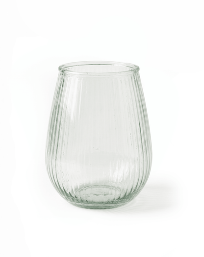 Small Round Ribbed Glass Vase
