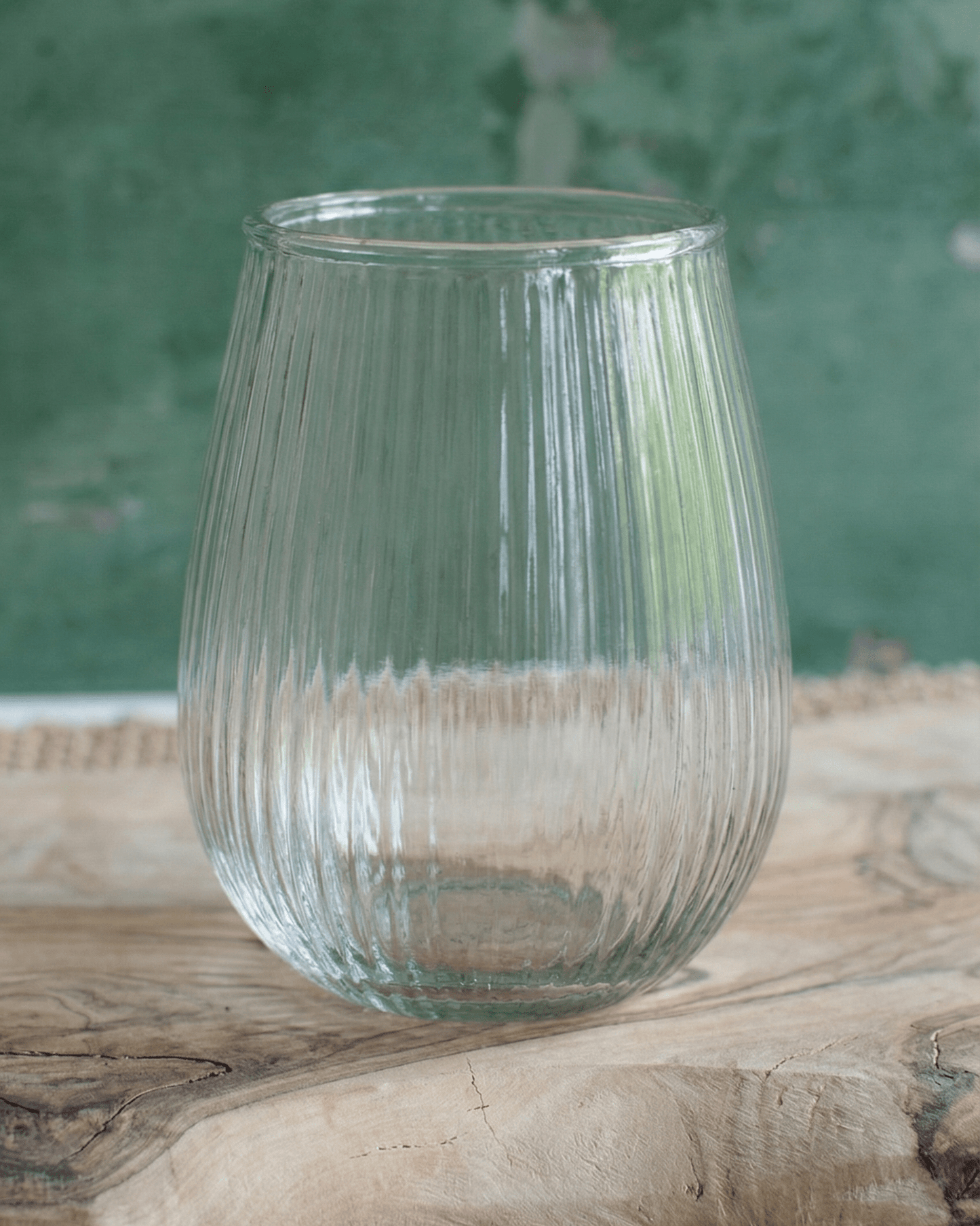 Small Round Ribbed Glass Vase