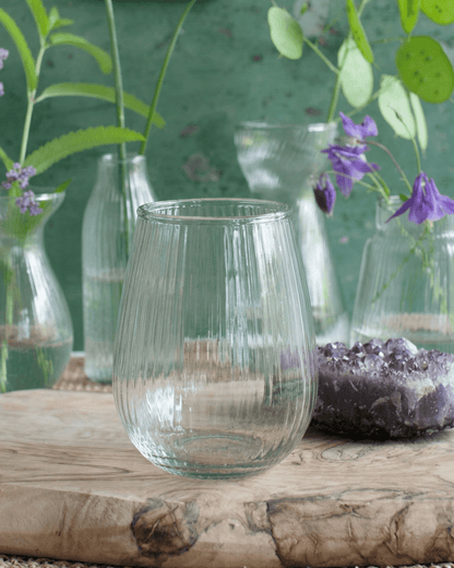 Small Round Ribbed Glass Vase
