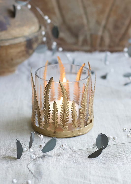 Bougie chauffe-plat votive en forme de fougère