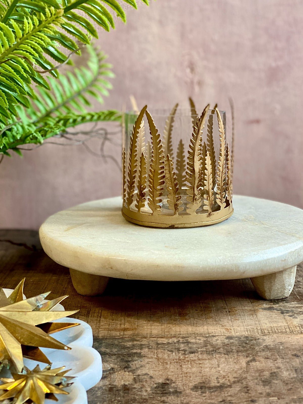 Bougie chauffe-plat votive en forme de fougère