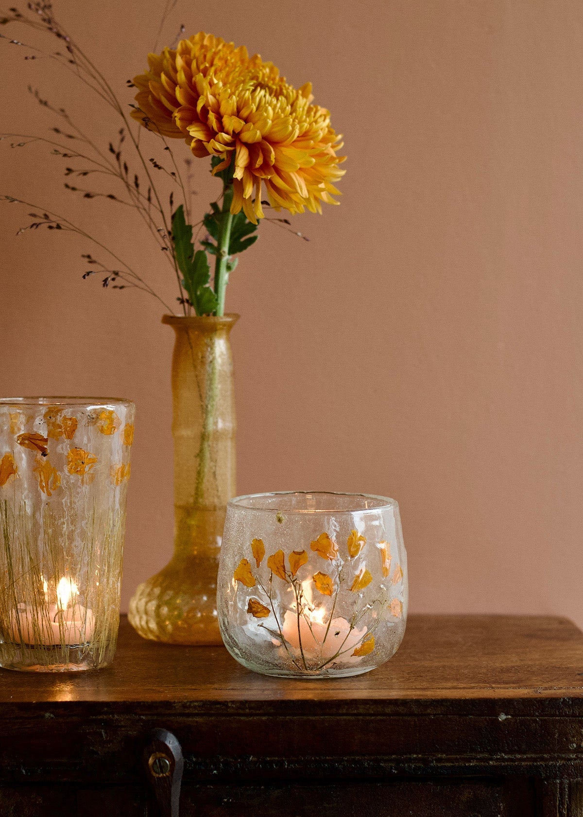 Theelichthouder Soft Amber