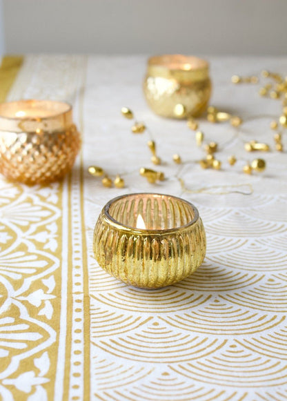 Tealight ribbed gold