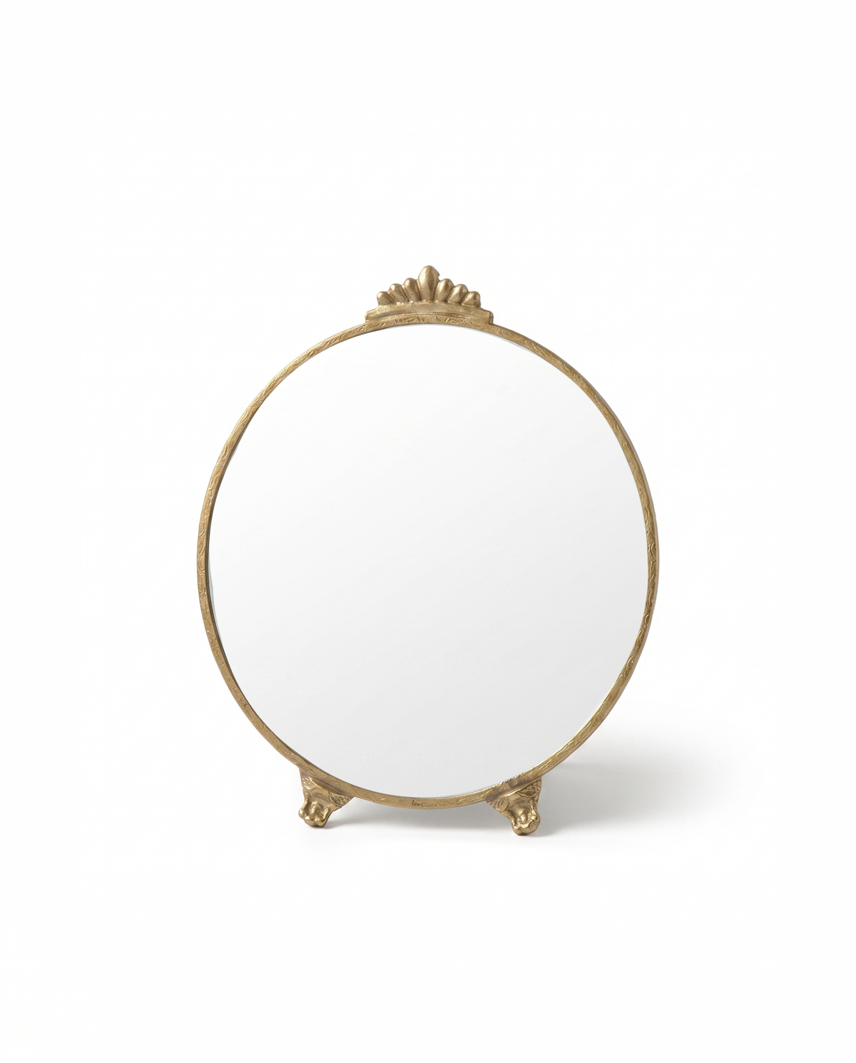 Round Brass Tabletop Mirror