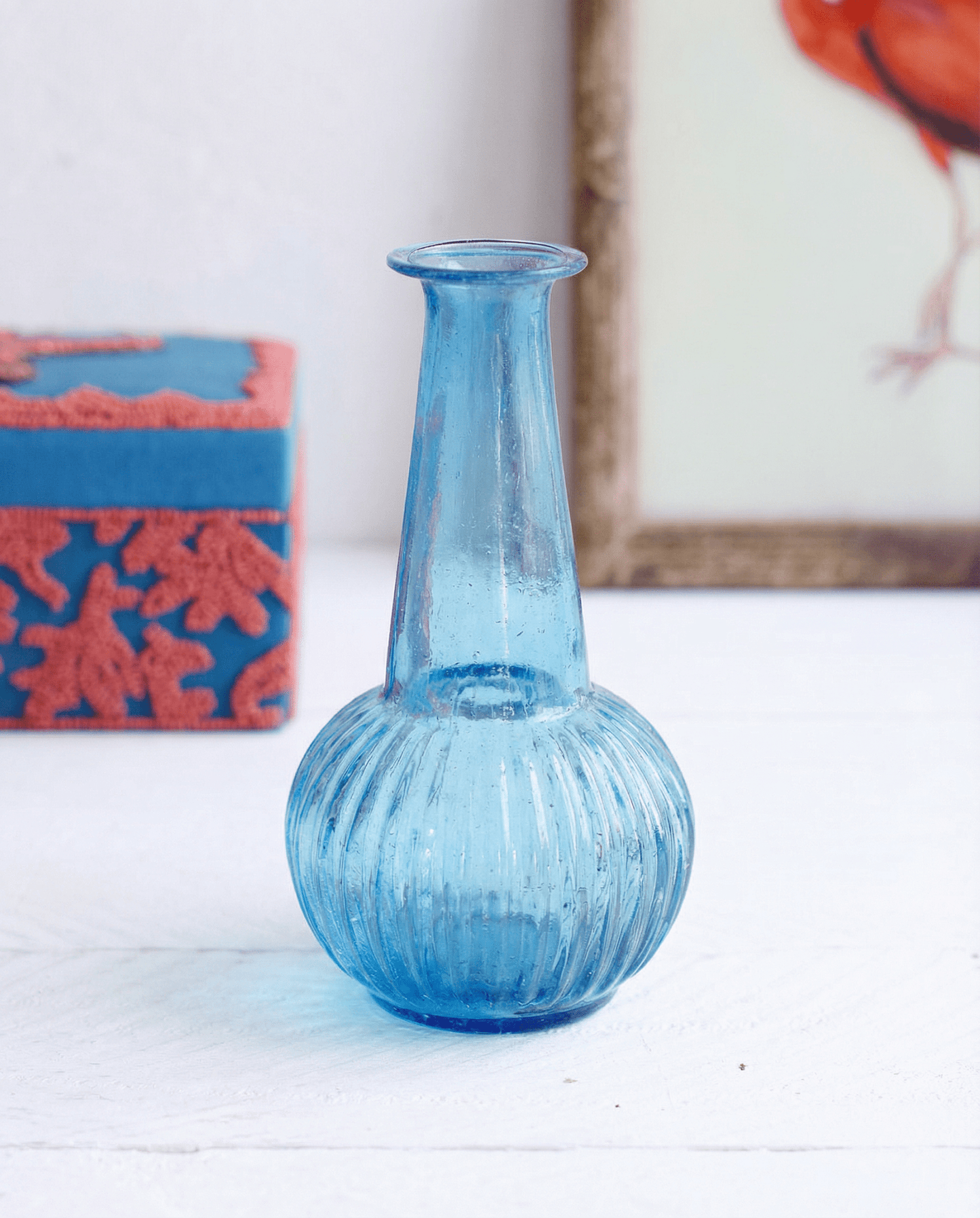 Vaasje lichtblauw glas