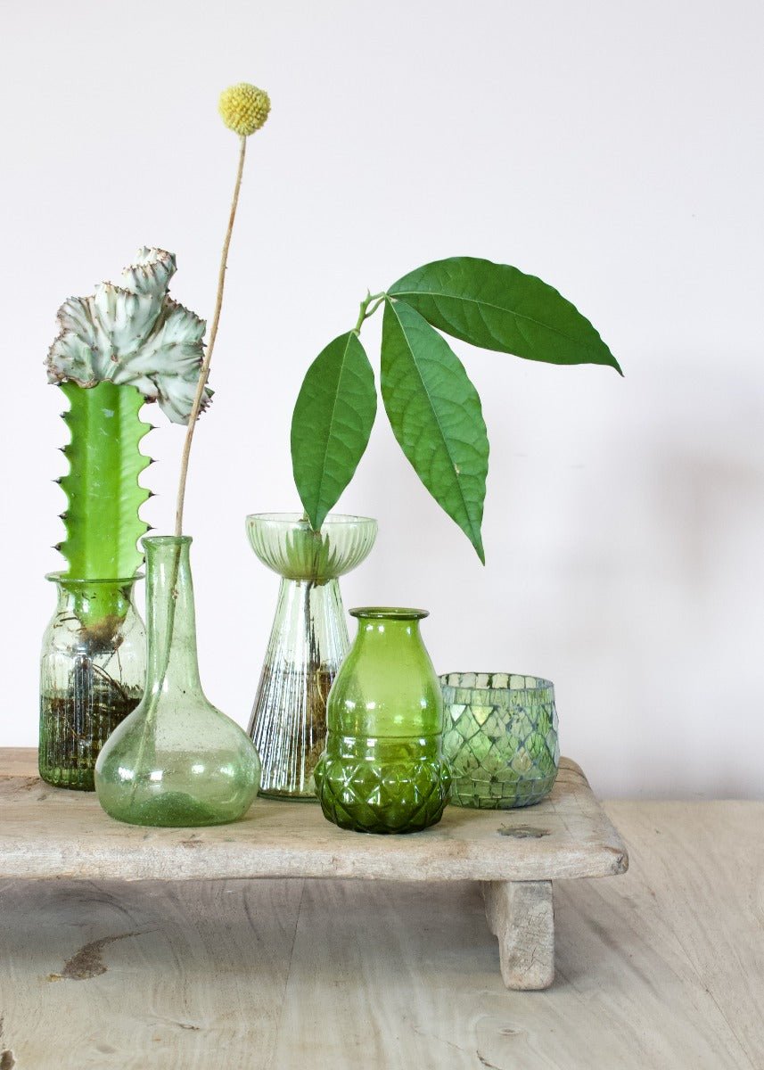 Vase green recycled glass
