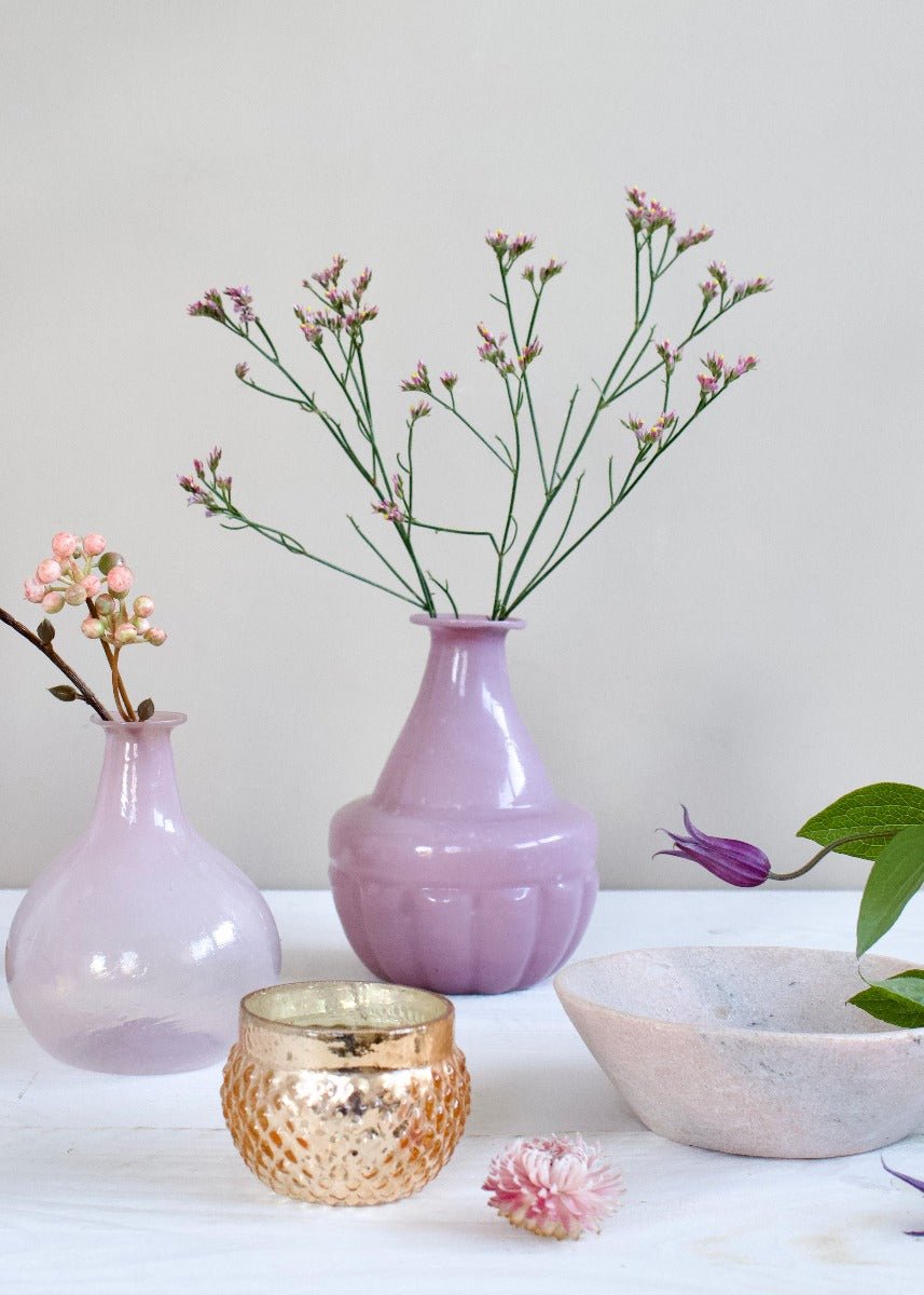 Vase recycled glass opaline pink