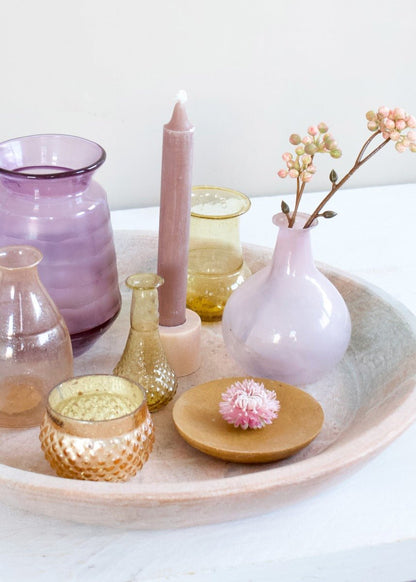 Vase recycled glass opaline pink