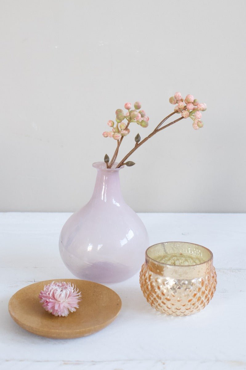 Vase recycled glass opaline pink