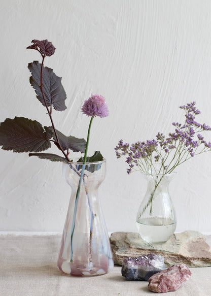 Vase ribbed glass