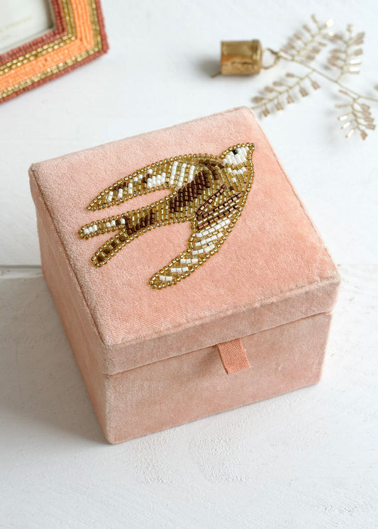 Velvet Jewellery Box Blush Swallow