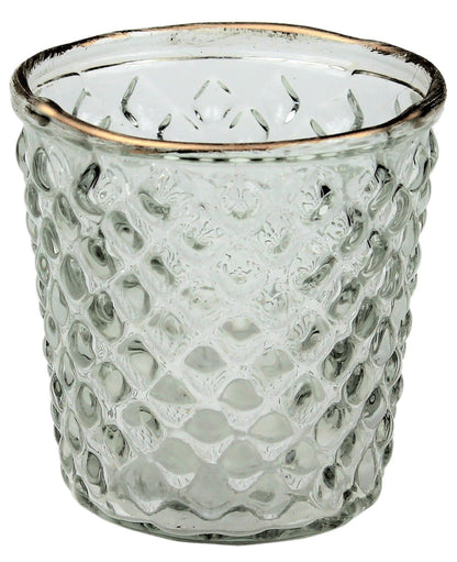 Glass Tealight Holder with Gold Rim
