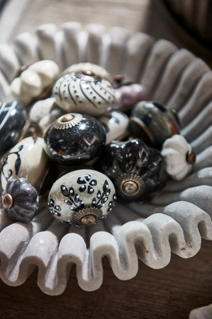 Ceramic Knob Black Flower