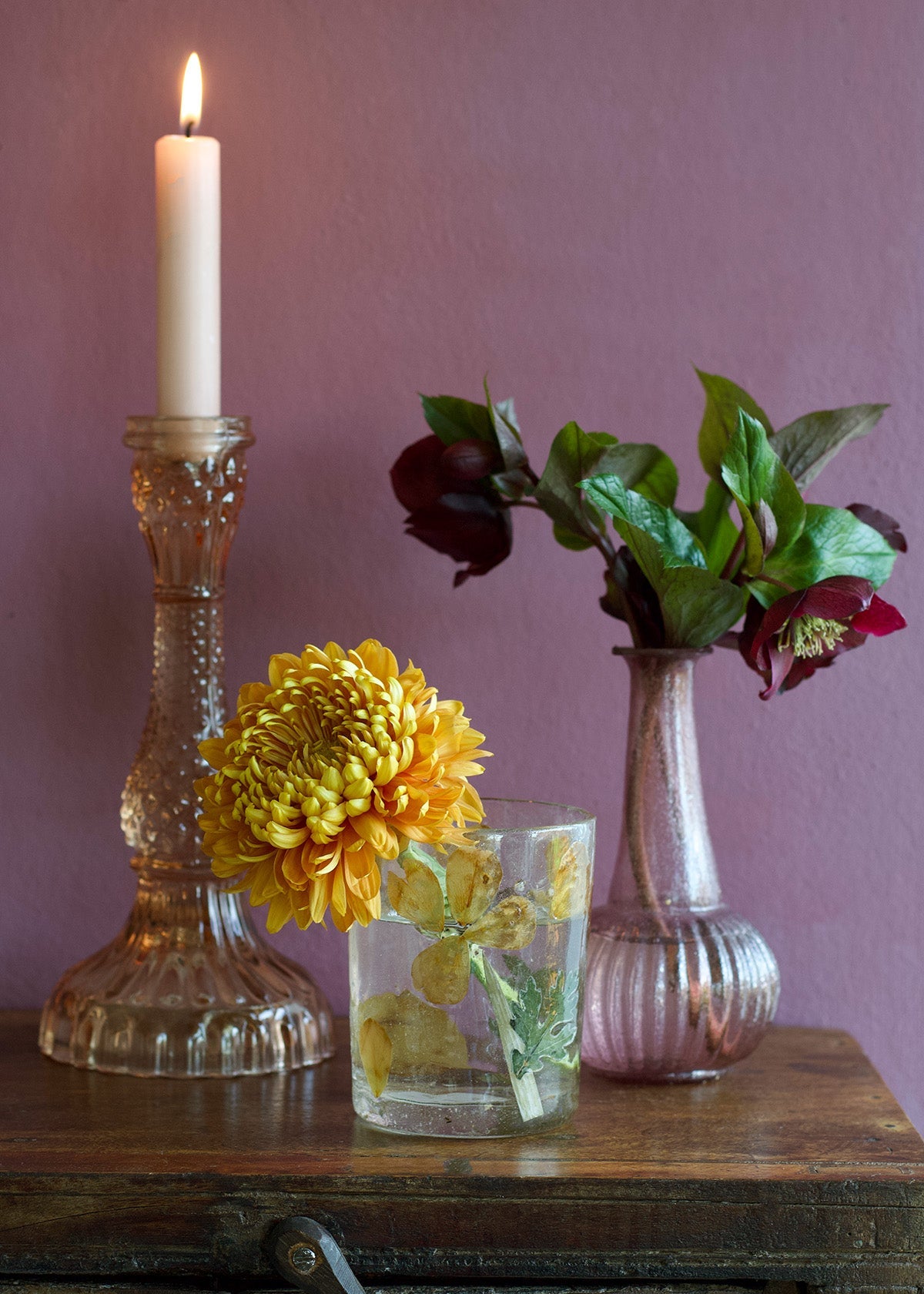 Teelichthalter gepresste Blumen