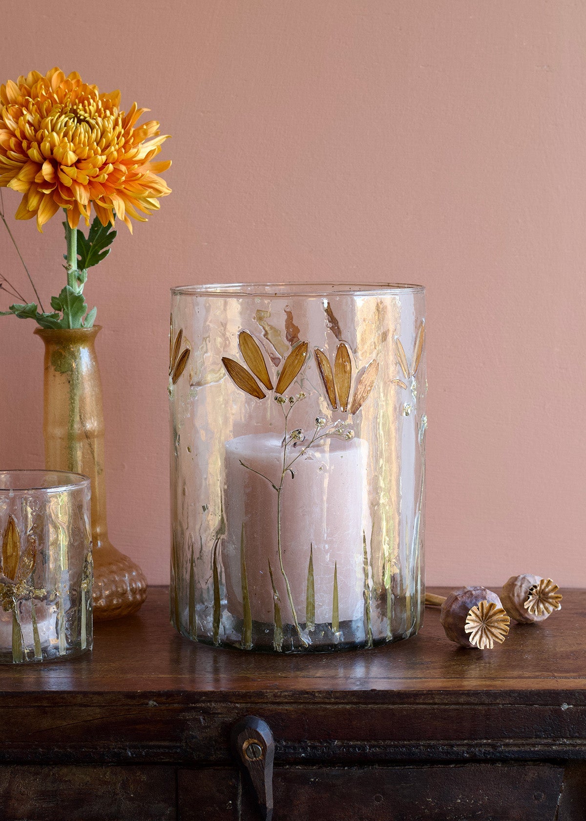 Tealight Holder Pressed Flowers