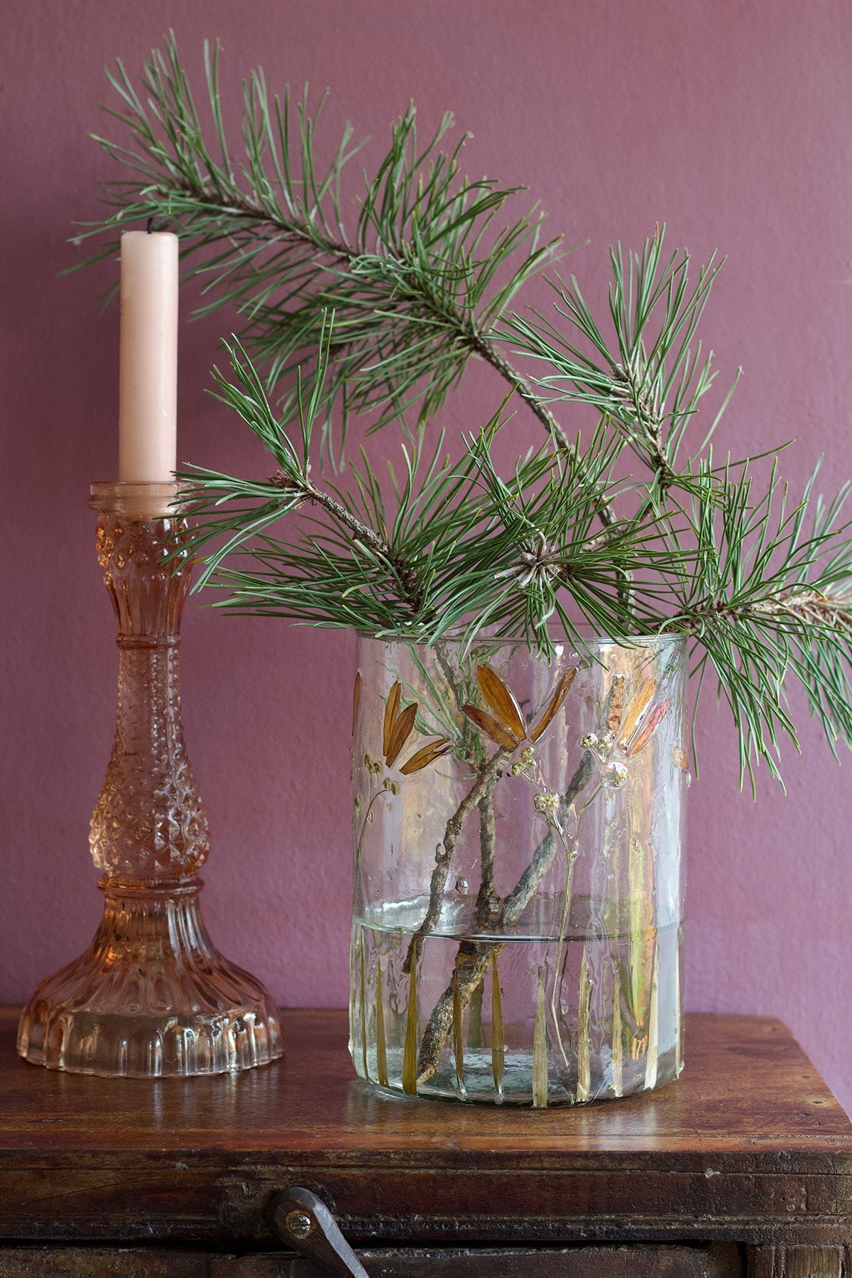 Tealight Holder Pressed Flowers