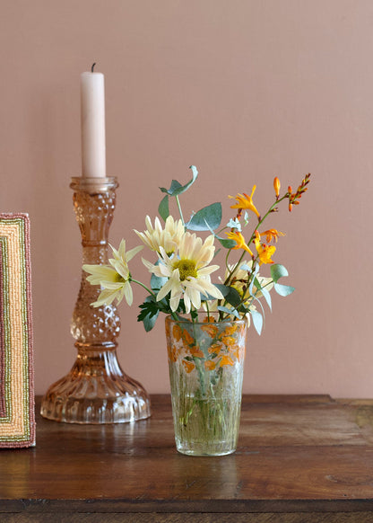 Teelichthalter mit gepressten Blumen