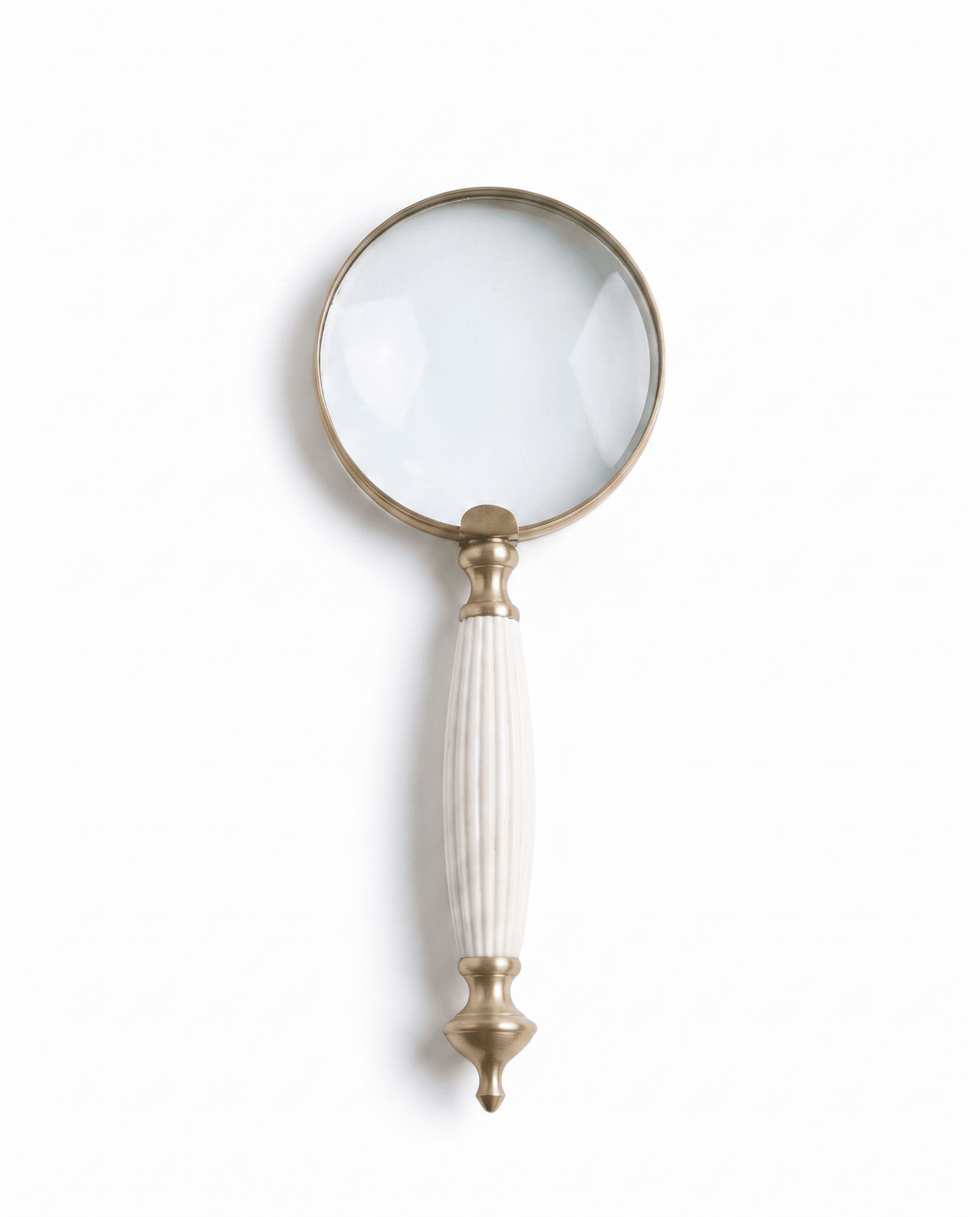 White Carved Handle Magnifying Glass