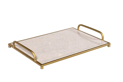 White Marble Tray With Gold Handles