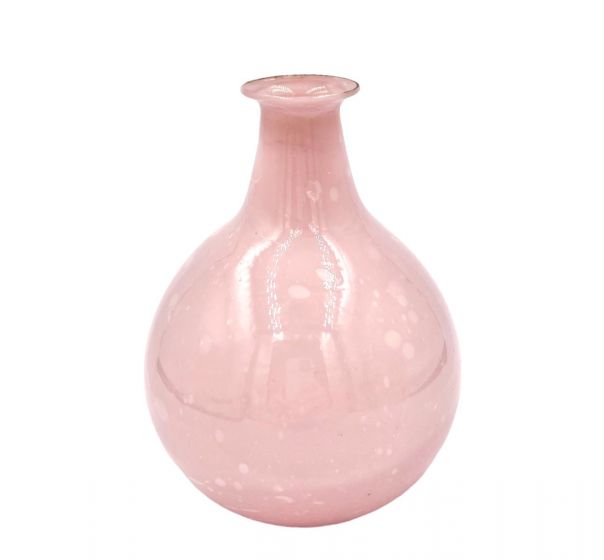 plak motief Wat dan ook Handgemaakte vaas van roze opaline gerecycled glas WEL123