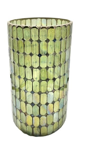 produceren handel Dislocatie Handgemaakte vaas van mozaiek van groen glas.